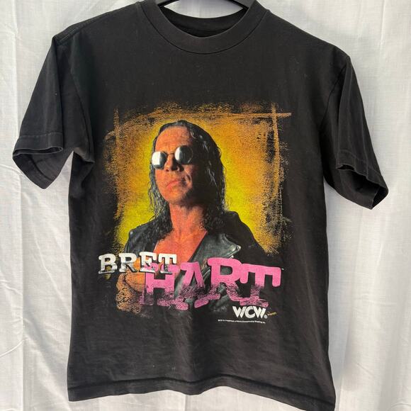 Vintage Other - Vintage Bret Hart WCW Wrestling T-Shirt Size S 1998 Hitman Hart Foundation WWF